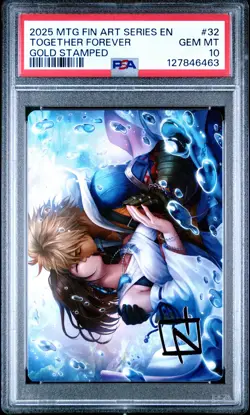 MTG Final Fantasy Art Series #32 Together Forever Gold PSA 10 FFX Yuna Tidus - Image 1