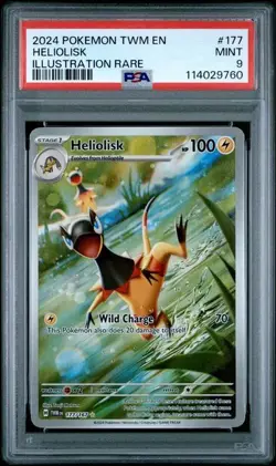 2024 Pokemon TWM EN Heliolisk Illustration Rare FULL ART 177/167 PSA 9 MINT - Image 1
