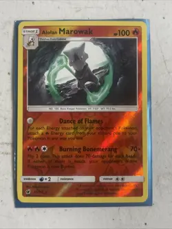 Alolan Marowak 12/111 Reverse Holo Rare SM - Crimson Invasion LP Pokemon TCG - Image 1