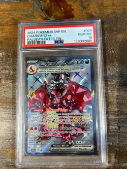 Pokemon 2024 SVP En Promo Paldean Fates Tin CHARIZARD EX #074 PSA 10 Gem Mint - Image 1