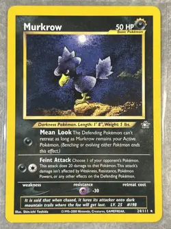 Murkrow 24/111 Pokemon TCG Vintage Neo Genesis Regular Common (Light Play) - Image 1