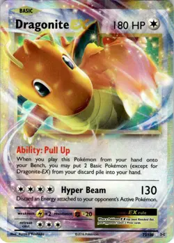 2016 Pokemon XY - Evolutions TCG Holo NM-MT Dragonite-EX Basic/Rare #72 - Image 1