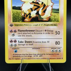 Arcanine 1st Edition #23/102 (Shadowless) Pokemon TCG Base Set LP - Image 3