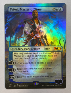 MTG - Teferi, Master of Time - Borderless - FOIL - Core Set 2021 - Image 1