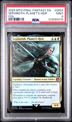 2025 MTG FINAL FANTASY FOIL #0553 SEPHIROTH, PLANET'S HEIR PSA 9 - Image 1