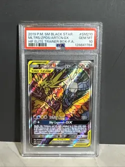 Moltres Zapdos Articuno GX SM210 Pokemon Hidden Fates Stained Glass Birds PSA 10 - Image 1