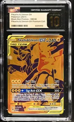 Pokemon CGC 10 PRISTINE Pikachu & Zekrom GX SM248 Premium Collection Promo - Image 1