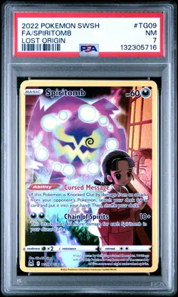 2022 POKEMON SWORD & SHIELD LOST ORIGIN #TG09 FULL ART/SPIRITOMB PSA 7 - Image 1