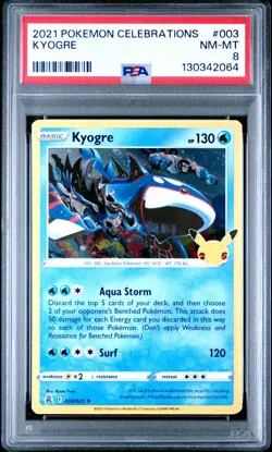 2021 POKEMON CELEBRATIONS #003 KYOGRE PSA 8 - Image 1