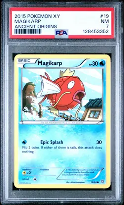 2015 POKEMON XY ANCIENT ORIGINS #19 MAGIKARP PSA 7 - Image 1