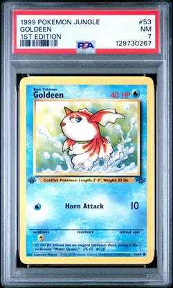 1999 POKEMON JUNGLE 1ST ED #53 GOLDEEN PSA 7 - Image 1