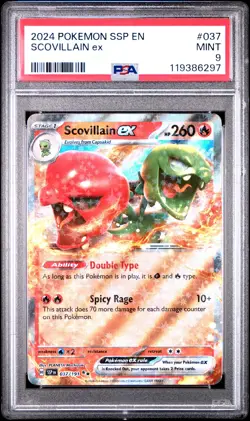 2024 POKEMON SSP EN-SURGING SPARKS #037 SCOVILLAIN EX PSA 9 - Image 1