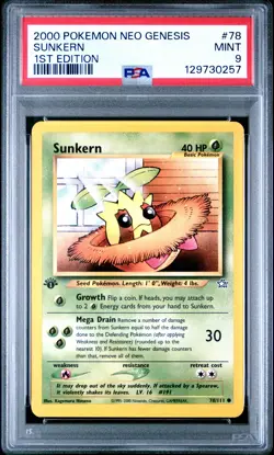 2000 POKEMON NEO GENESIS 1ST ED #78 SUNKERN PSA 9 - Image 1