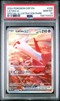 PSA 10 GEM MINT Latias ex 239/191 Sv08: Surging Sparks Holo Pokemon 2024 - Image 1