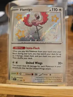 Pokemon TCG Flamigo Scarlet & Violet Paldean Fates Holo Shiny Rare Card 211/091 - Image 1