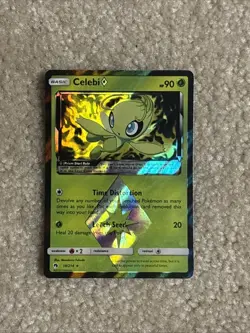 Pokemon TCG Celebi Prism Star Sun & Moon Lost Thunder Holo Rare Card 19/214 - Image 1