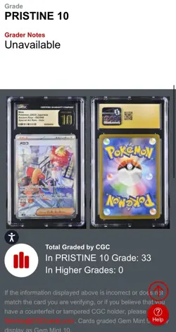CGC 10 PRISTINE Mela 092/066 SPECIAL ART RARE HOLO Japanese Pokemon Card 037 - Image 3