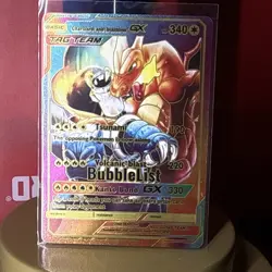 Pokemon TCG Charizard and Blastoise GX hp340 Tag Team Fan Art Rainbow Foil 2024 - Image 1