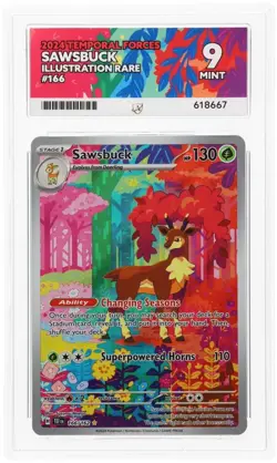 ACE 9 Sawsbuck 166/162 Temporal Forces IR Holo Pokemon Card - Mint - Image 1
