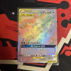 Moltres & Zapdos & Articuno GX 69/68 Hidden Fates Rainbow Rare Pokemon Card - Image 1