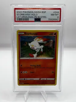 Scorbunny - (Cosmos Holo) SWSH244 SWSH: Sword & Shield Promo Cards Holo PSA 8 - Image 1