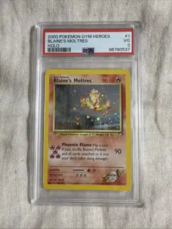 Blaine's Moltres Holo Gym Heroes 1/132 PSA 3 Pokemon Card - Image 1