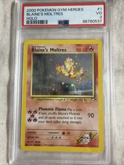 Blaine's Moltres Holo Gym Heroes 1/132 PSA 3 Pokemon Card - Image 2