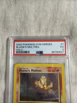 Blaine's Moltres Holo Gym Heroes 1/132 PSA 3 Pokemon Card - Image 3