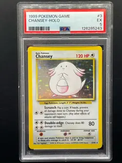 Chansey 3/102 Holo Base Set Unlimited Card 1999 Pokemon TCG PSA 5 - Image 1