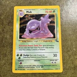Pokemon TCG Muk Fossil Holo Rare Card 13/62 HP Condition - Image 1