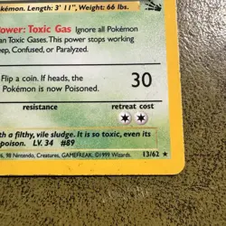 Pokemon TCG Muk Fossil Holo Rare Card 13/62 HP Condition - Image 3