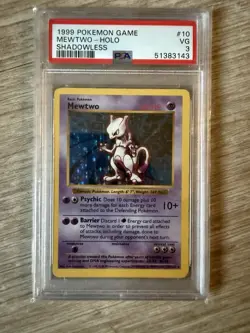 1999 POKEMON BASE SET SHADOWLESS #10 MEWTWO-HOLO PSA 3 - Image 1