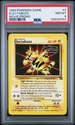 1999 POKEMON GAME MOVIE MOVIE PROMO #2 ELECTABUZZ PSA 8 - Image 1