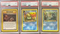 PSA 9 MYSTERIOUS FOSSIL 62 OMANYTE 52 OMASTAR 40 1ST EDITION FOSSIL POKEMON - Image 1