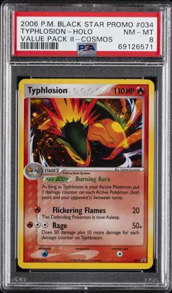 2006 POKEMON BLACK STAR PROMOS VALUE PACK II #034 TYPHLOSION-COSMOS HOLO PSA 8 - Image 1