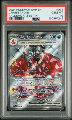 2024 POKEMON SVP EN-SV BLACK STAR PROMO PALDEAN FATES TIN CHARIZARD EX PSA 10 - Image 1