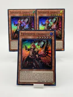 Yu-Gi-Oh! Fiendsmith Engraver RA04-EN049 Super Rare 1st Ed. X3 (Play Set) - Image 1