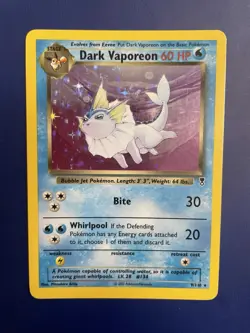Dark Vaporeon 9/110 Legendary Collection 2002 Holo Nintendo Pokemon Card TCG - Image 1