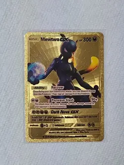 Pokemon Card Mewtwo GX Full Art 300HP Gold Foil Fan Art - Image 1