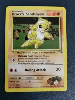 Pokemon Card Brock's Sandshrew 71/132 Gym Heroes Common WOTC - Image 1