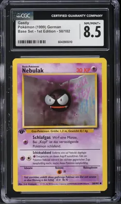 CGC 8.5 German Gastly / Nebulak Base Set 1st Edition Pokemon 50/102 POP 83! - Image 1
