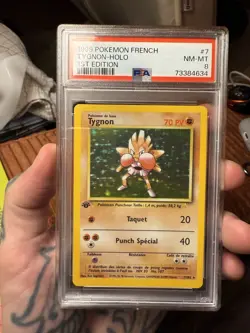 Carte Pokemon Tygnon 7/102 HOLO Set de Base Edition 1 PSA 8 NM-MINT 🇫🇷🔥 - Image 1
