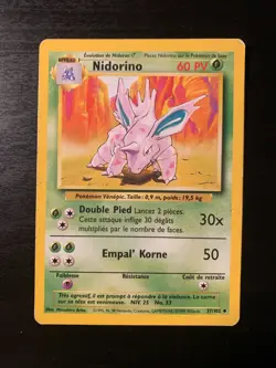 Carte Pokemon : Nidorino 37/102 Set de Base Edition 2 Wizards Francaise - Image 1
