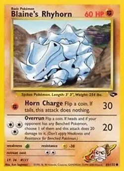 Pokemon Blaine's Rhyhorn (65/133) Gym Challenge NM - Image 1