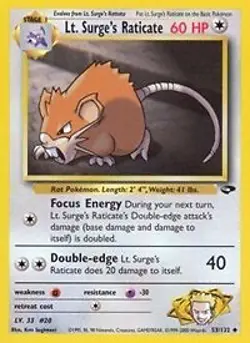 Pokemon Lt. Surge's Raticate (53/133) Gym Challenge NM - Image 1