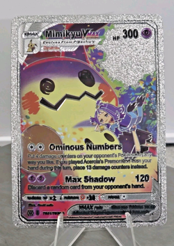 Pokemon Mimikyu VMAX 300hp Silver Foil Fan Art Collector Card TCG - Image 1