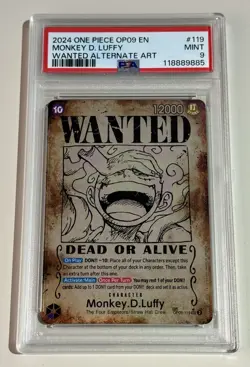 Monkey D. Luffy One Piece English Card OP05-119 Wanted PSA 9 - Image 1