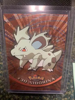 1999 Topps Pokemon Series 1 TV Animation NIDORINA #30 Black Label HOLO - Image 1
