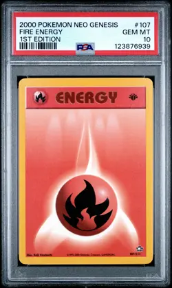 2000 POKEMON NEO GENESIS 1ST ED #107 FIRE ENERGY PSA 10 - Image 1