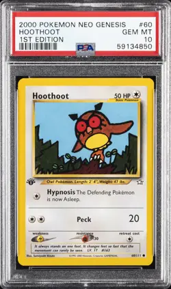 2000 POKEMON NEO GENESIS 1ST ED #60 HOOTHOOT PSA 10 - Image 1